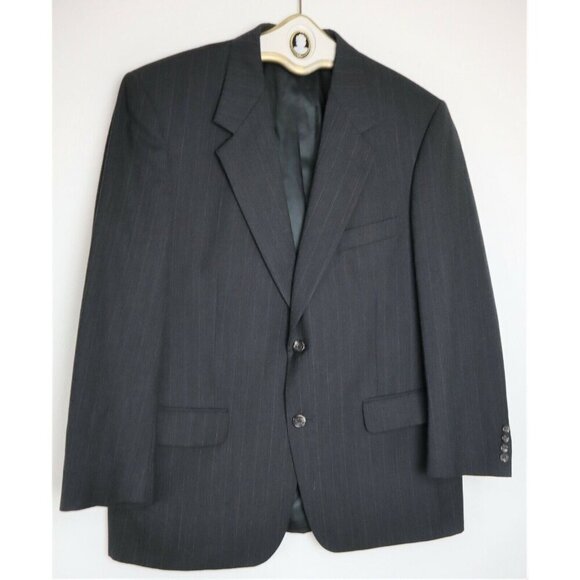 MEN'S GRAY PINSTRIPE BLAZER JACKET SPORT COAT 100% WOOL - EVAN PICONE - SIZE 44R - Picture 4 of 4